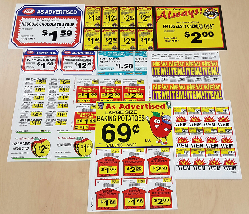 Printed shelf labels and sale signs from S4 Shelf Image