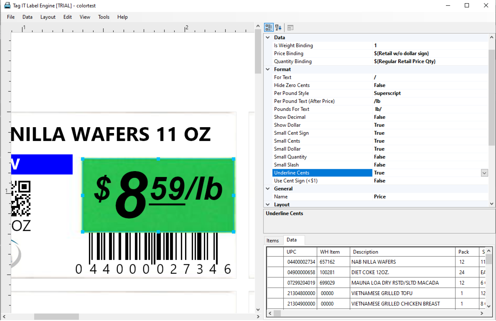 TagIT batch label builder — multiple items selected with template assignments